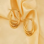 Gold color / 1 Pair Simple Daily Style Irregular Line Shape Stainless Steel  Gold Color Women's Hoop Earrings Picture2